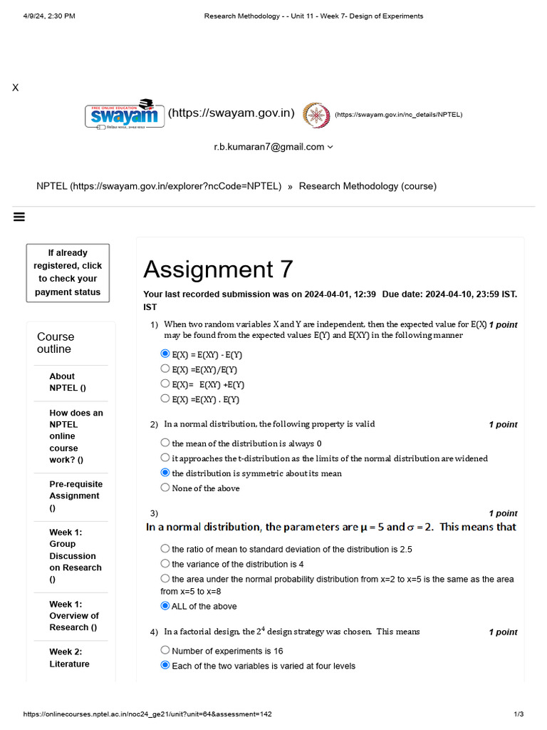 Research methodology unit 11 week 7 design of experiments pdf