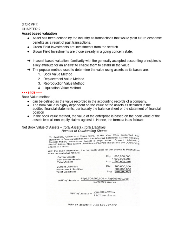 Vcm report pdf valuation finance book value