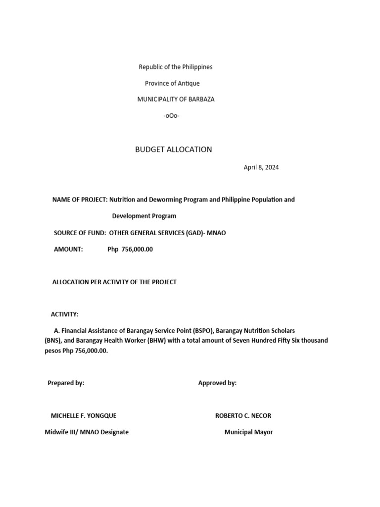Budget Allocation | PDF | Social Science