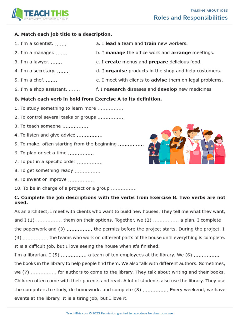 Job Roles and Responsibilities Worksheet | PDF | Learning