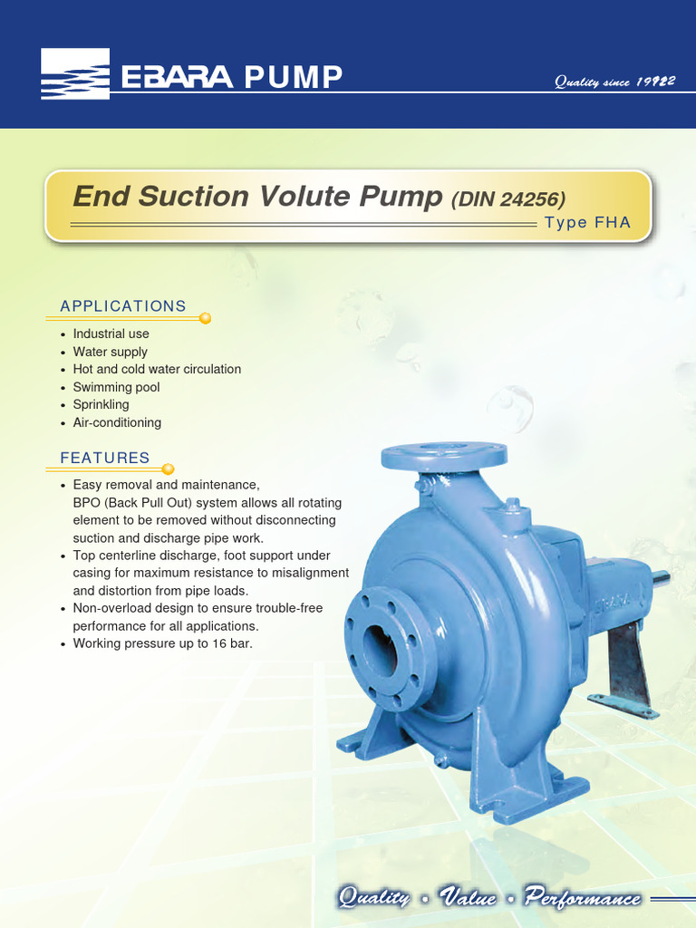 Ebara FHA End Suction Pump Overview | PDF | Mechanical Engineering ...