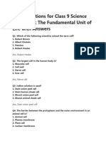MCQ Questions For Class 9 Science Chapter-5: The Fundamental Unit of Life With Answers