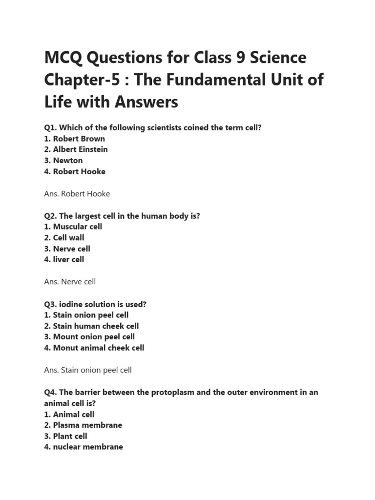 mcq-questions-for-class-9-science-chapter-5-the-fundamental-unit-of