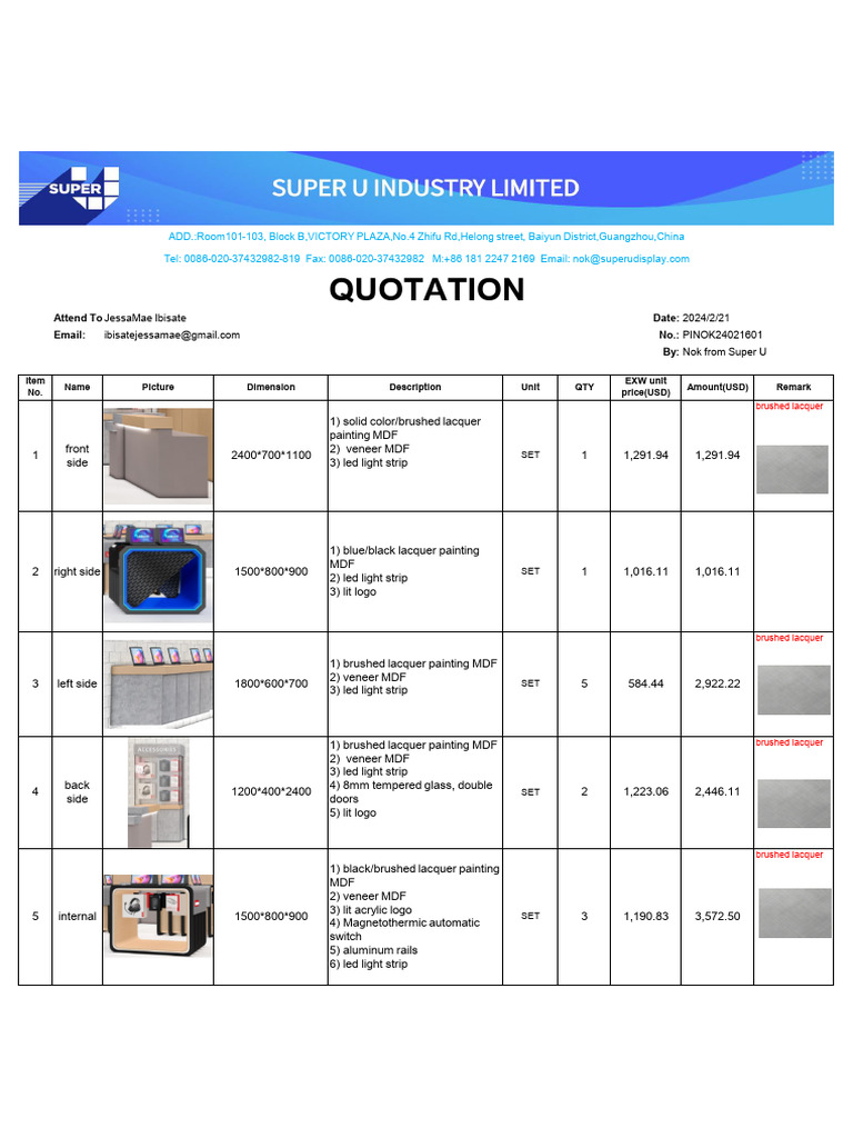 Super U Display Quotation for JessaMae | PDF | Financial Services | Banking