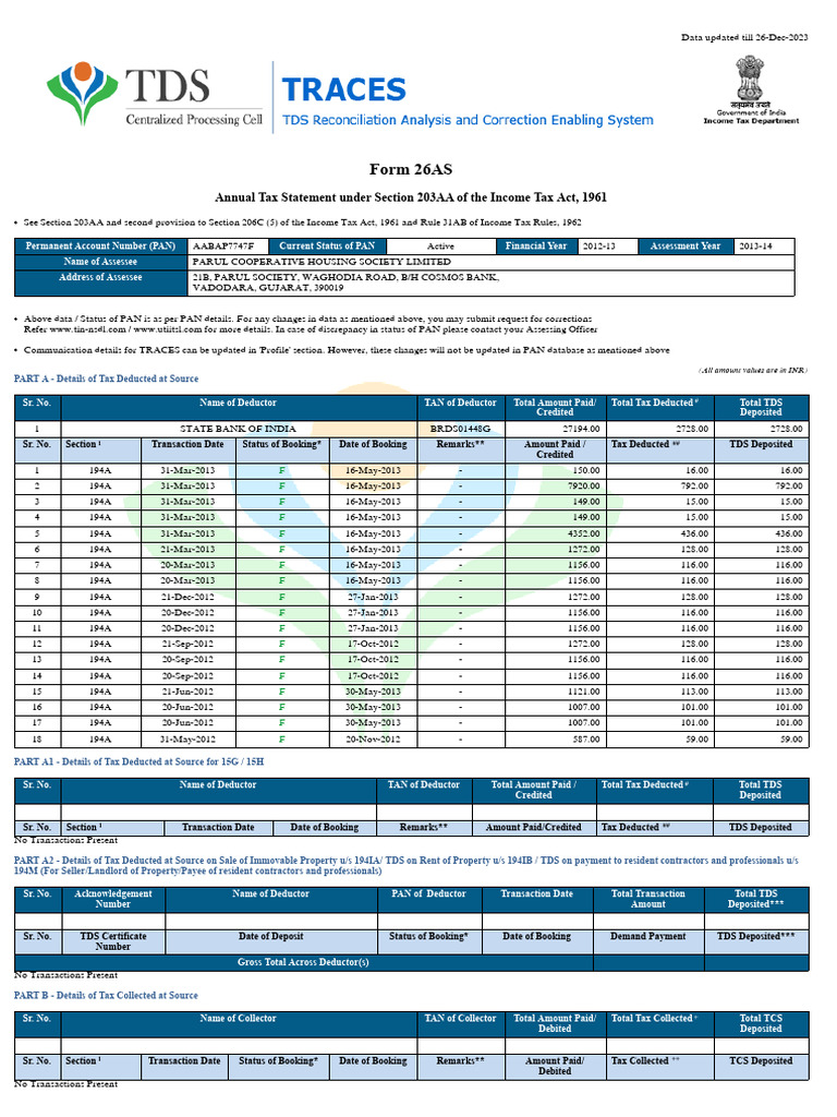 26AS | PDF | Taxes | Money