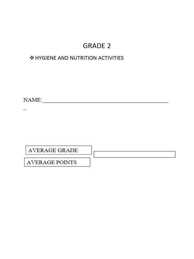 Grade 2 Hygiene and Nutrition Activities | PDF