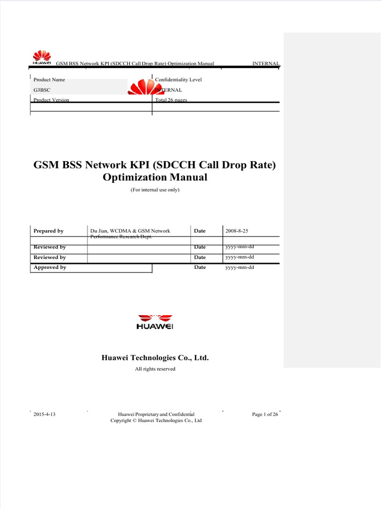 GSM BSS Network KPI (SDCCH Call Drop Rate) Optimization Manual | PDF ...