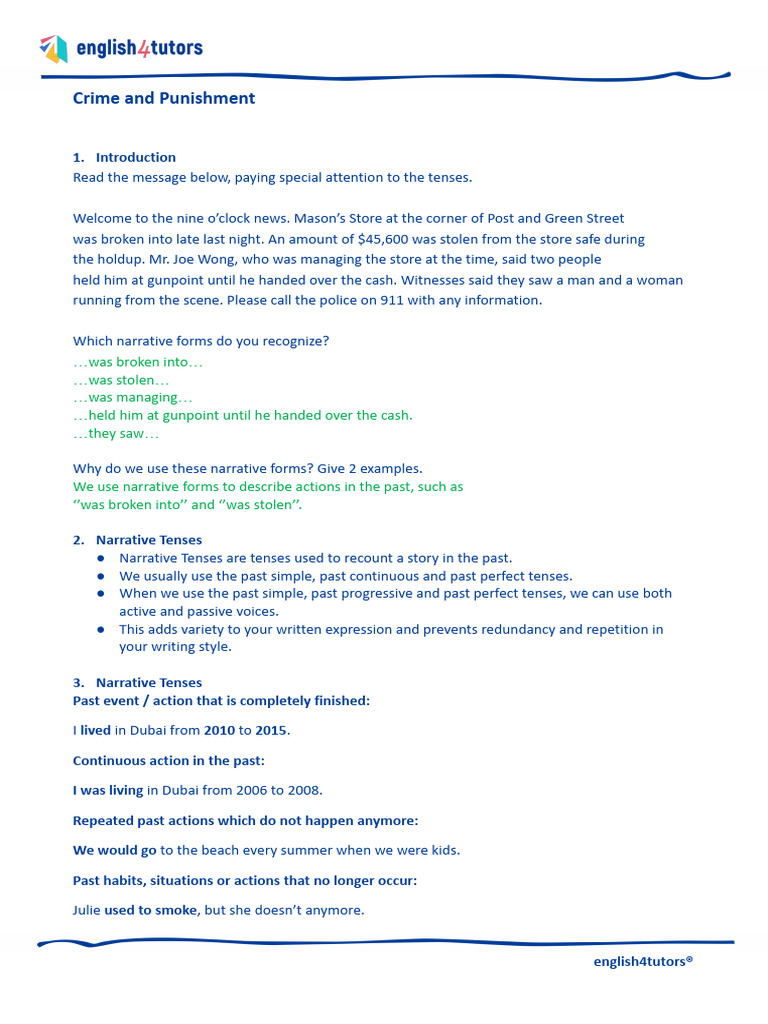Crime and Punishment - Teacher's Version | PDF | Crimes | Crime & Violence