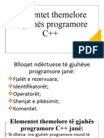Elementet Themelore Të Gjuhës Programore C++