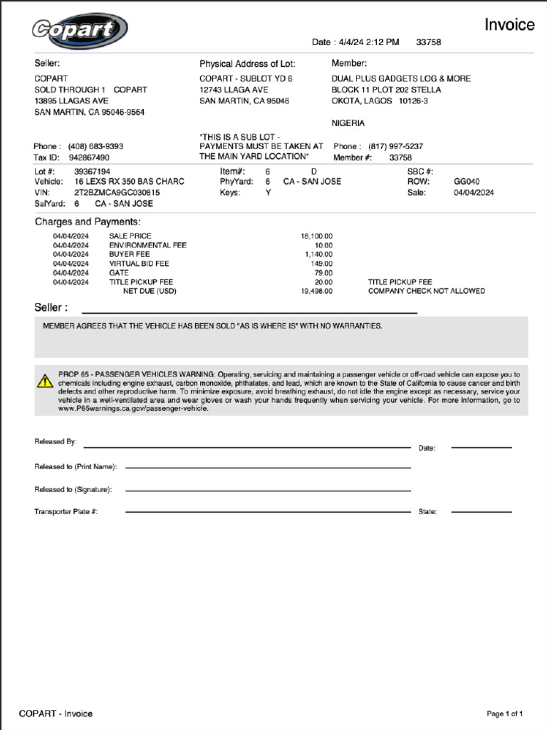 Buyer Invoice 39367194 | PDF