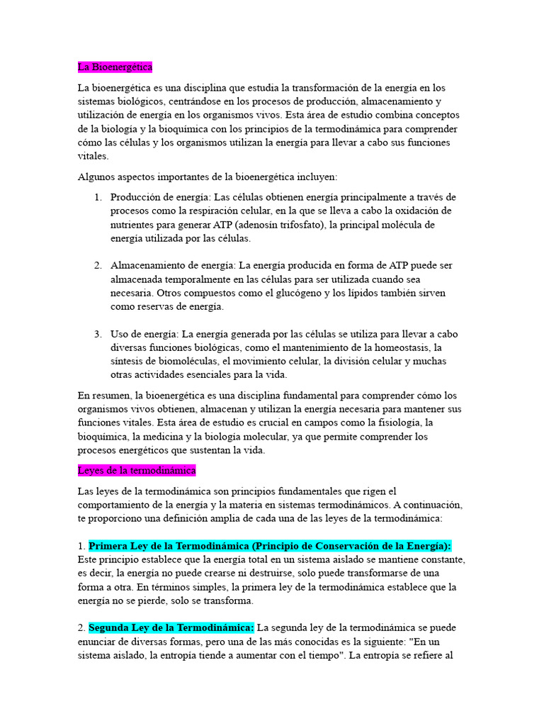 Bioenergetica | PDF | Metabolismo | Energía libre de Gibbs