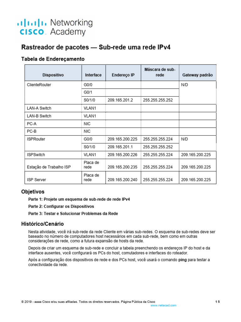 11 5 5 packet tracer subnet an ipv4 network pt br download gr tis