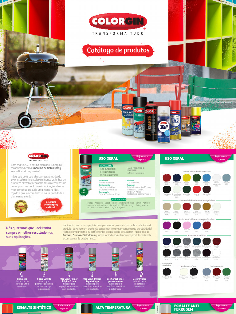 Tabela de Cores Colorgin para Arte Urbana | PDF | Esmalte | Tinta