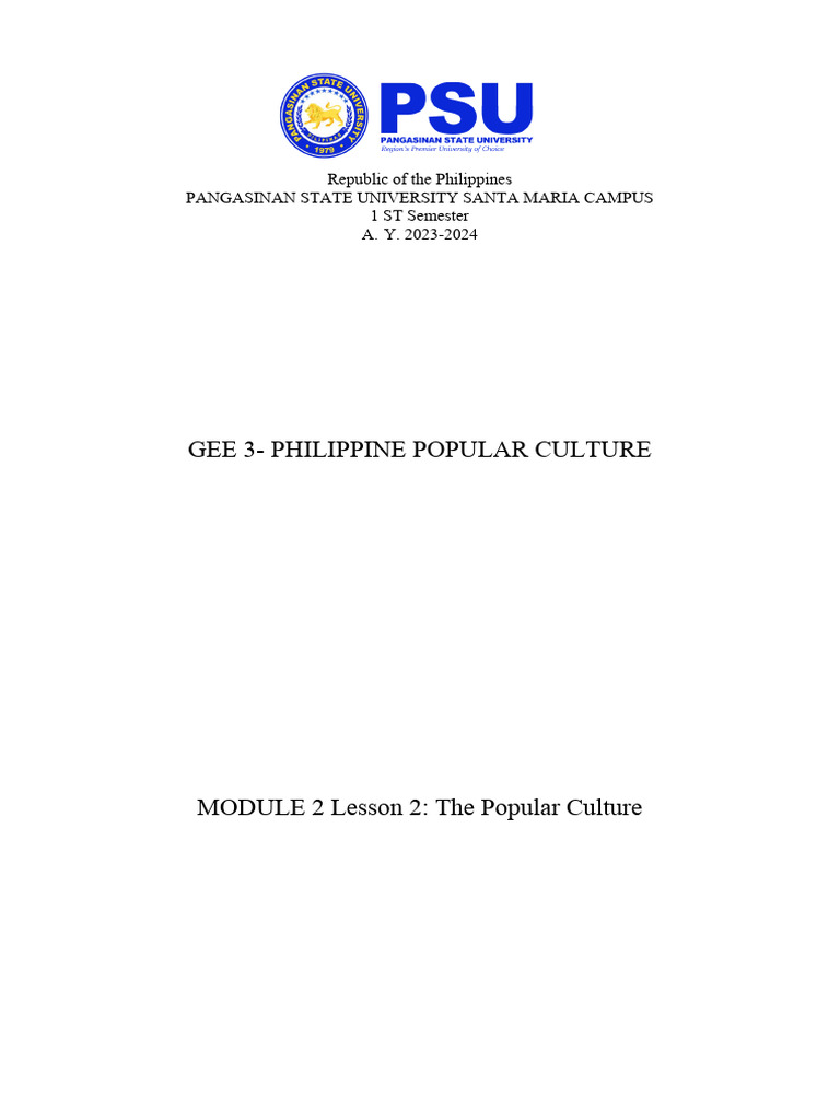 Understanding Philippine Popular Culture | PDF | Popular Culture | Fashion