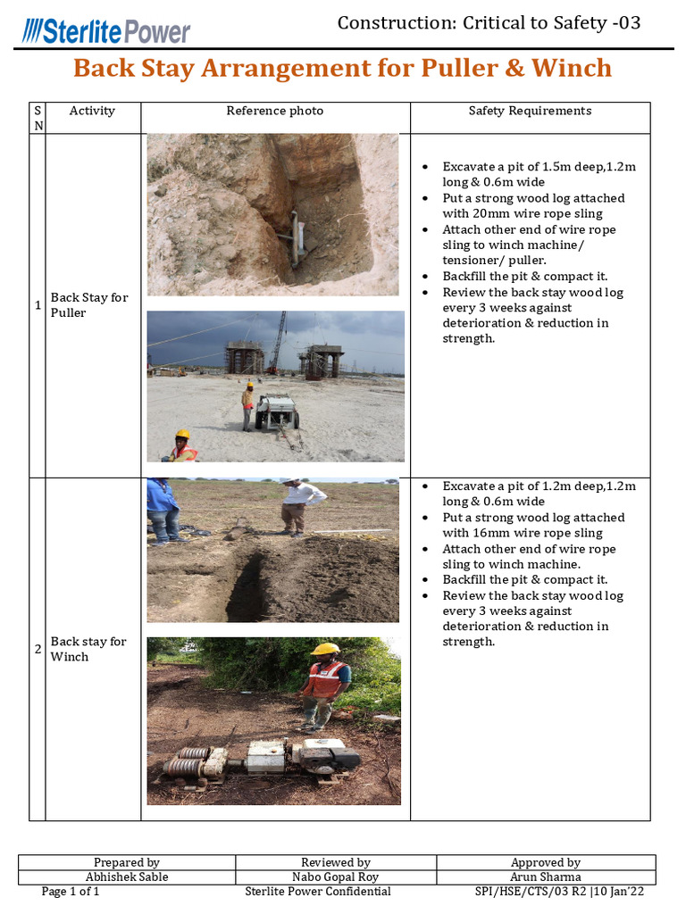 Back Stay Arrangement for Winch & Puller | PDF | Manufactured Goods | Rope