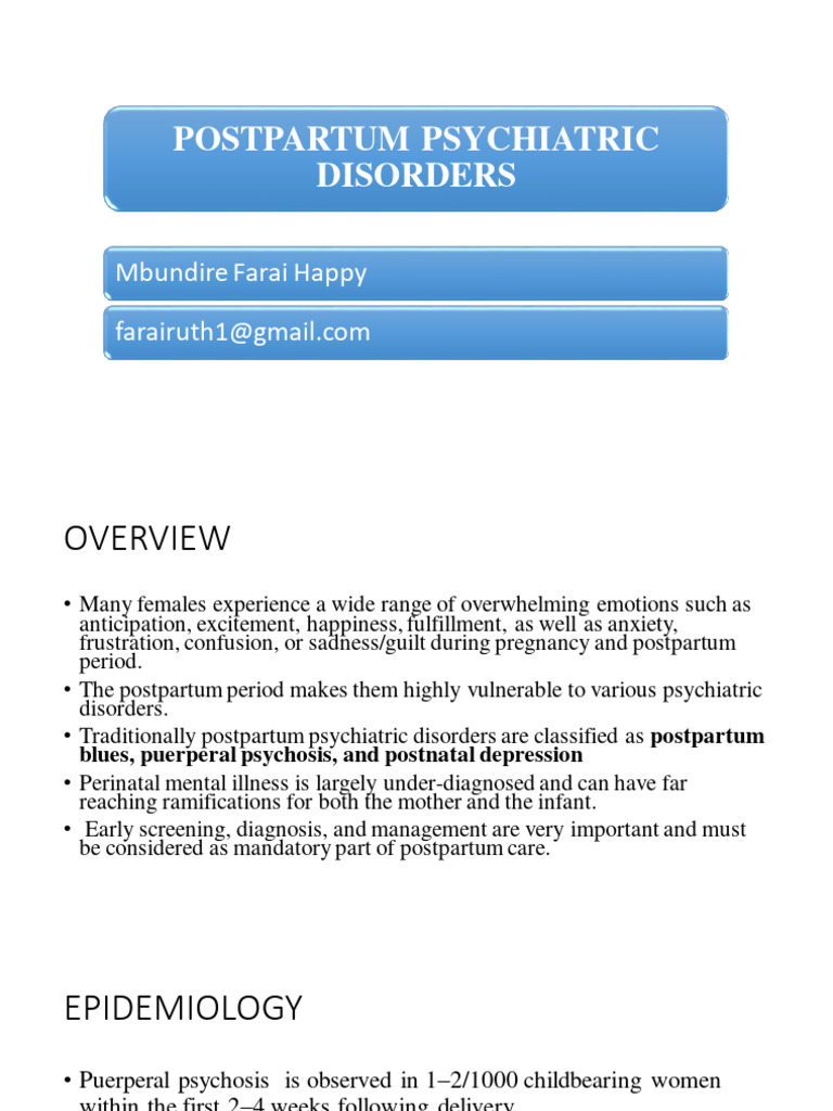 Postpartum Psychiatric Disorders Mbundire 2019 Pdf Postpartum