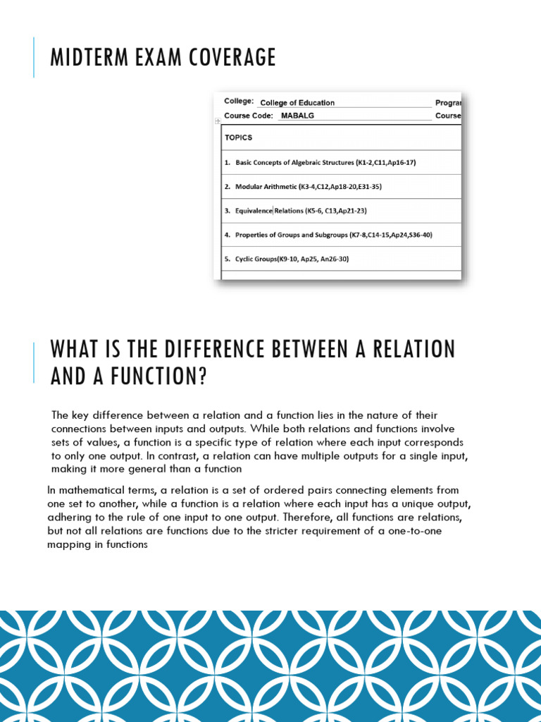 Difference Between Relation and Function | PDF | Function (Mathematics ...