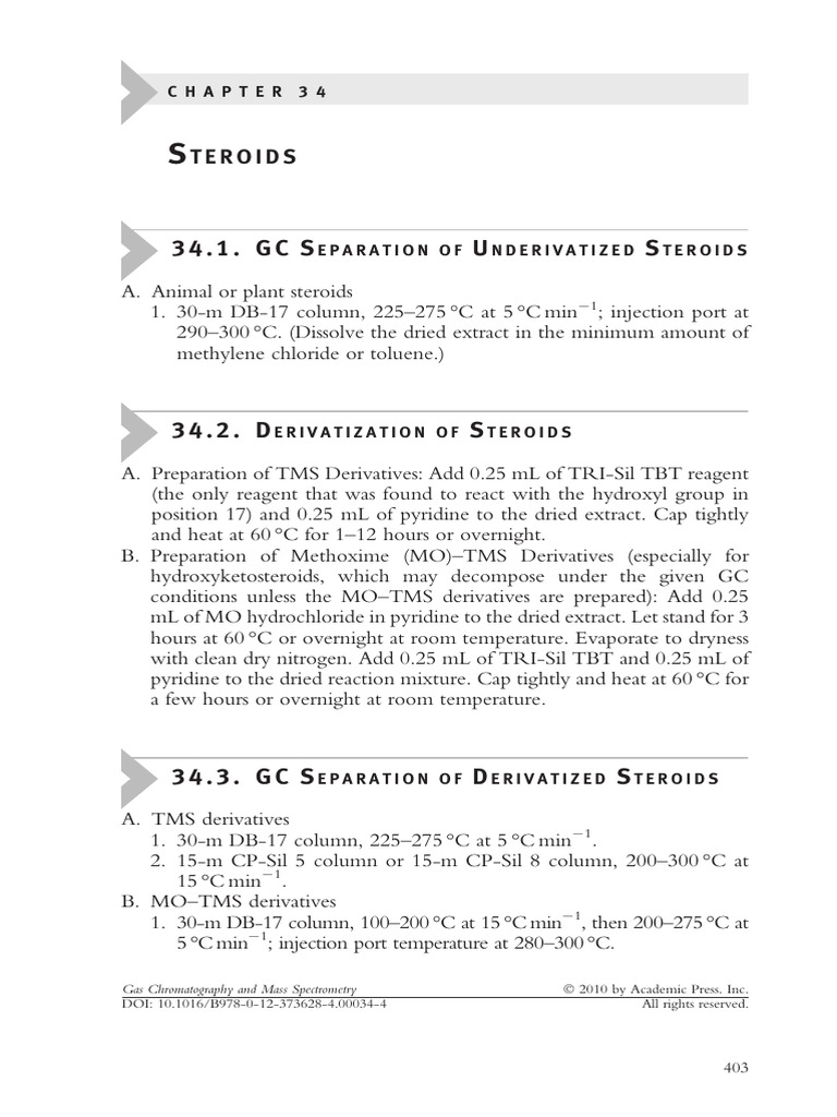 GC/MS Analysis of Steroids | PDF | Mass To Charge Ratio | Gas ...