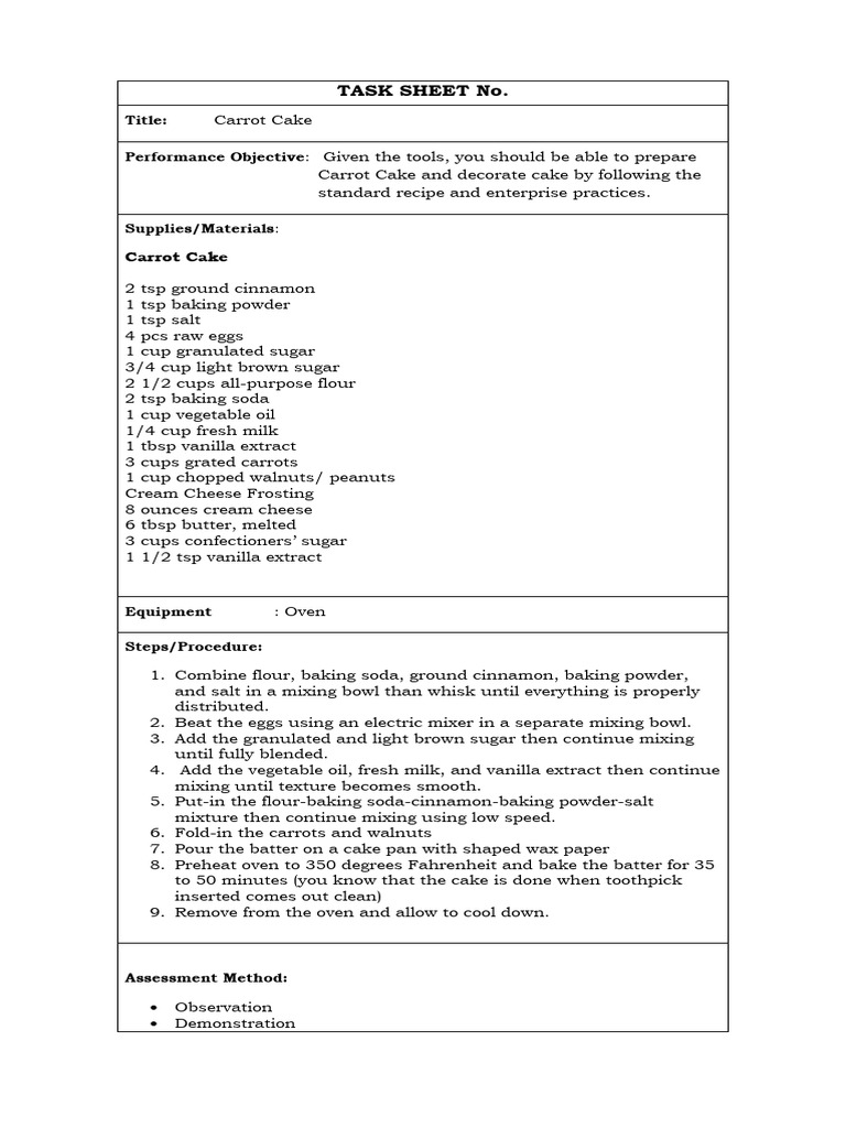 Classic Carrot Cake Recipe Guide | PDF | Cooking, Food & Wine