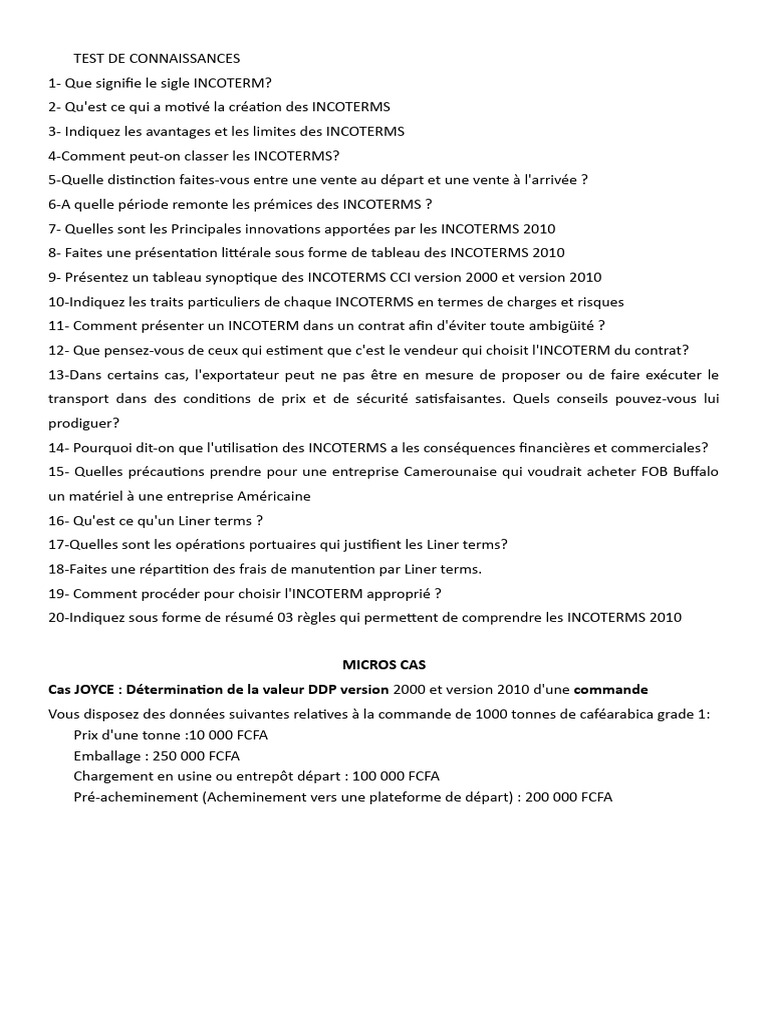 Guide complet sur les INCOTERMS 2010 | PDF | Affaires | Finance et ...