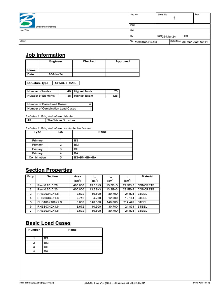 STAAD.Pro Structural Analysis Report | PDF | Information Technology ...