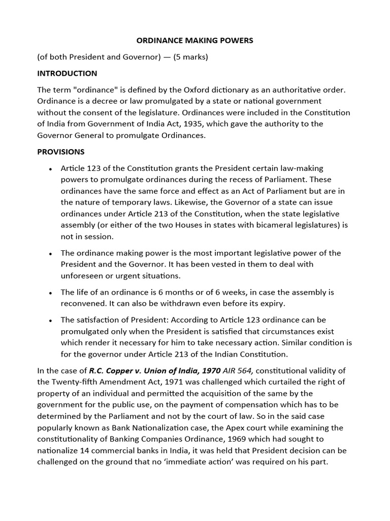 Ordinance Making Powers | PDF | Decree | American Government