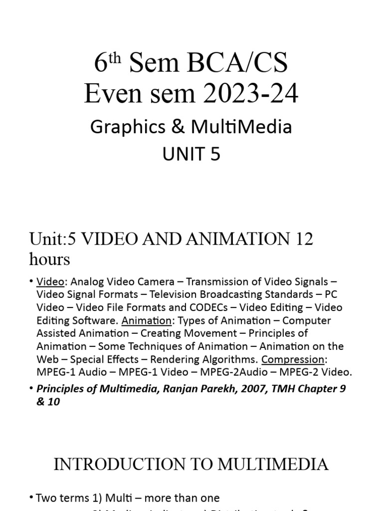 BCA/CS Video & Animation Guide | PDF | Data Compression | Video