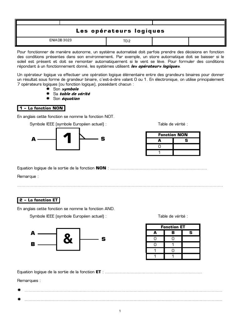 Opérateurs logiques en électronique | PDF | Logique | Logique mathématique