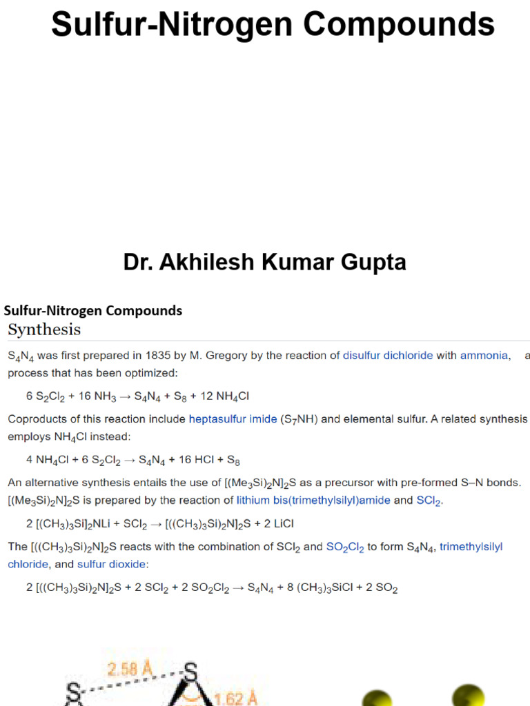 Sulfur-Nitrogen Compounds | PDF | Organic Synthesis | Nitrogen