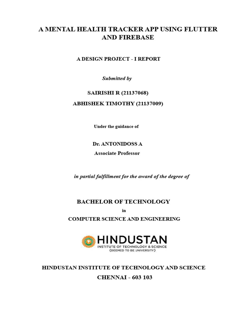 A Mental Health Tracker App Using Flutter and Firebase: SAIRISHI R ...