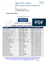 Pré Selecionados 1 Chamada Presencial Renascença