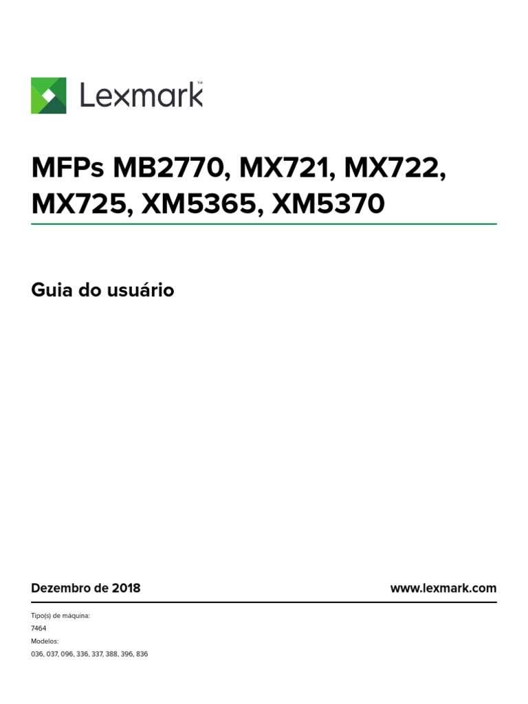 Guia do Usuário Lexmark MX722 | PDF | Rede de computadores | Programas