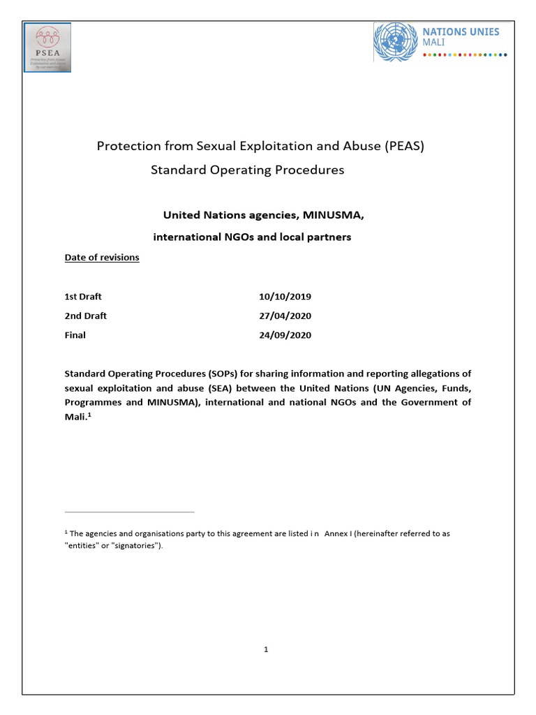 Document Validé Des Procédures Opérationnelles Standard Pour Le Partage ...