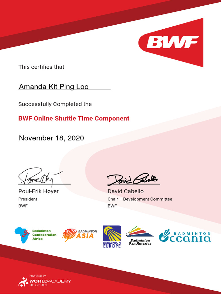 BWF Shuttle Time | PDF