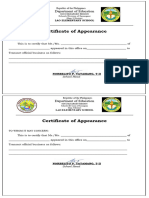 Certificate of Appearance lao