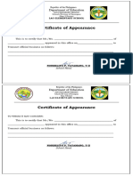 Certificate of Appearance Lao