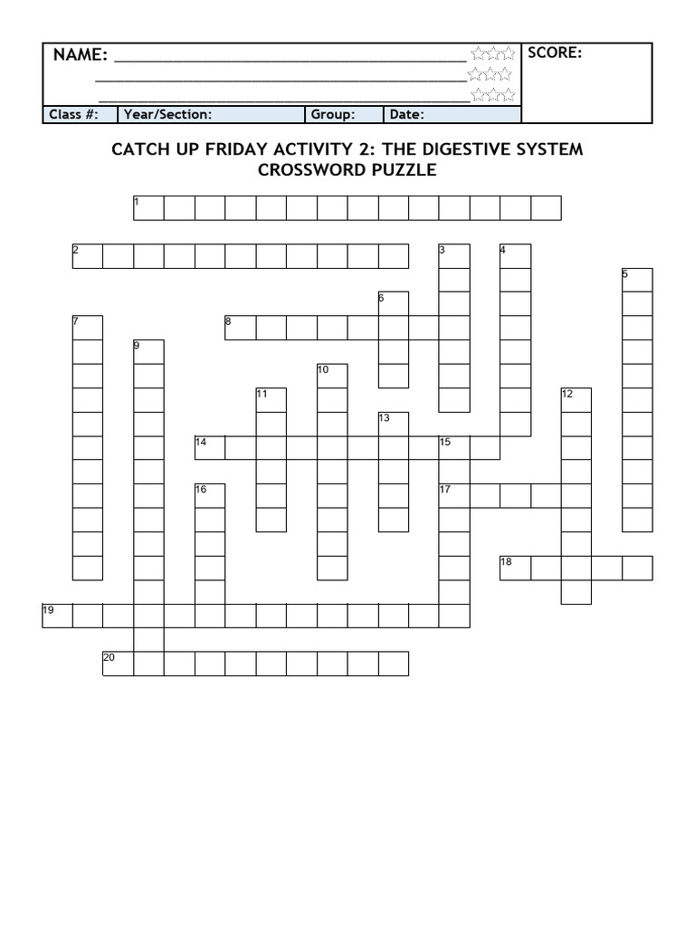 Rinhs Science 8 4th Catch Up Activity 2 Digestive System Crossword