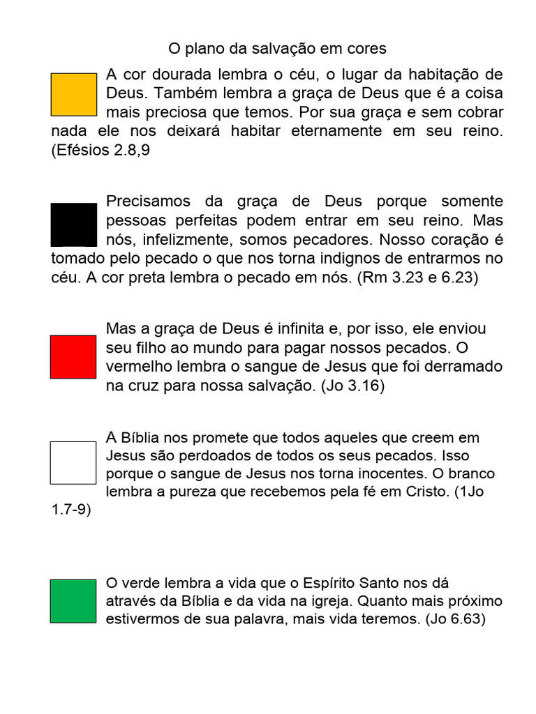 O plano da salvação em cores | PDF | Pecado | Graça no cristianismo
