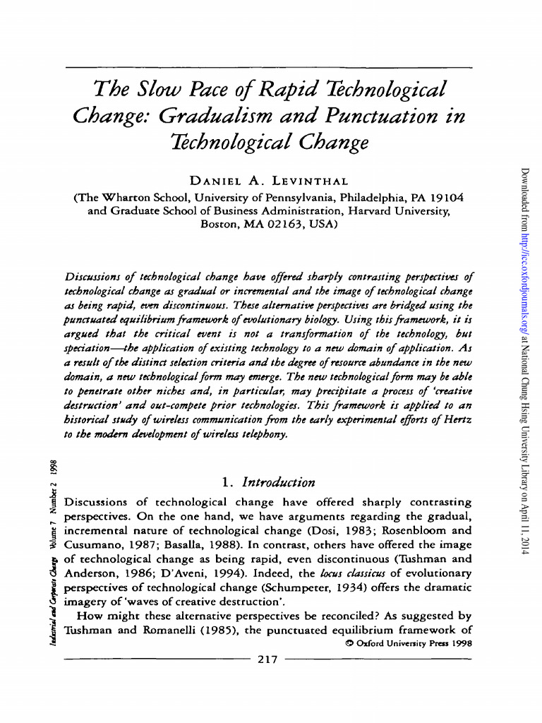 (1998) (Levinthal) The Slow Pace of Rapid Technological Change ...