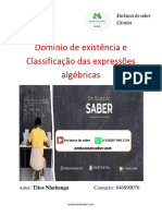 Dominio de Existência e Classificação Das Expressões Algébricas