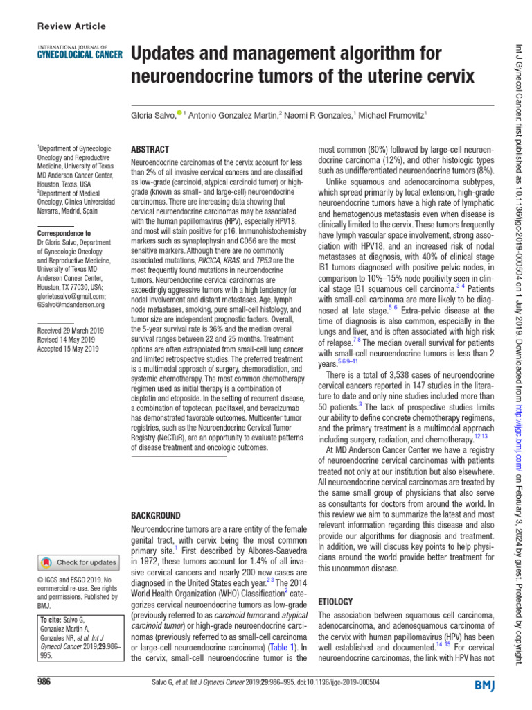 Updates and Management Algorithm For Neuroendocrine Tumors of The ...