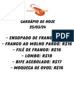 Almôndegas - R$16,00 - Bife Acebolado - R$17,00 - Ensopado de Frango - R$ - 20240324 - 230642 - 0000