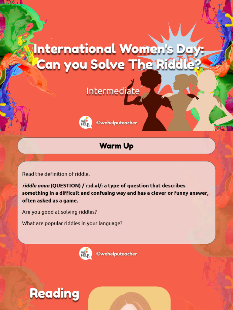 Intermediate International Women S Day Can You Solve The Riddle