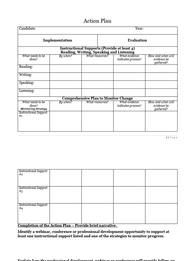 Comprehensive Action Plan for Instructional Support | PDF