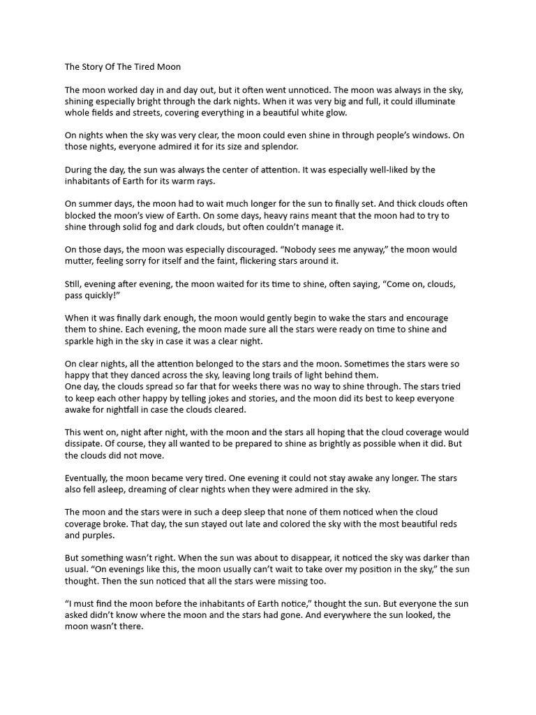 The Story of The Tired Moon | PDF | Sky | Moon