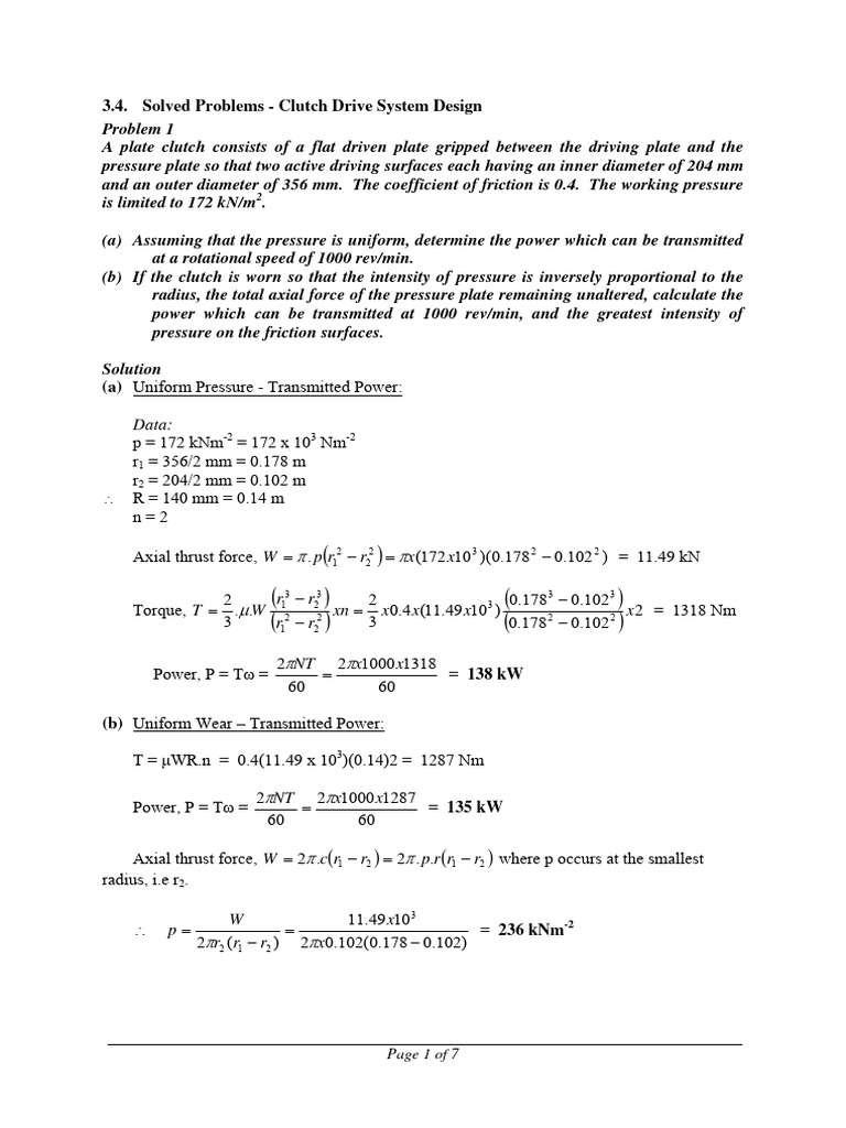 Clutch Pdf Clutch Force