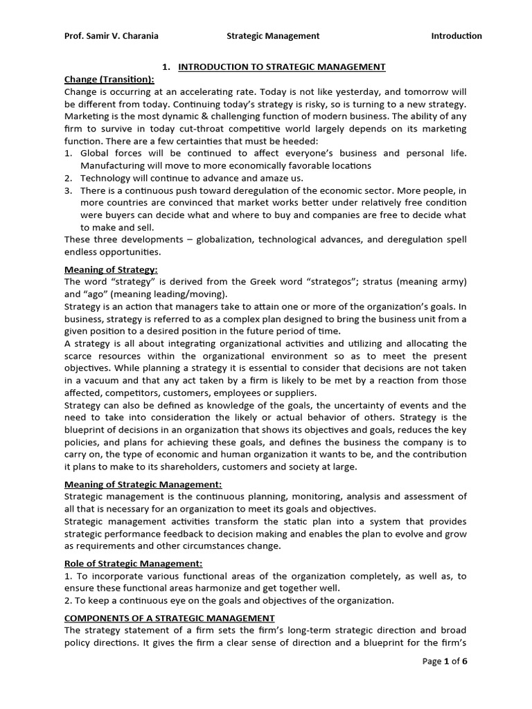 Introduction to Strategic Management | PDF | Strategic Management | Thought