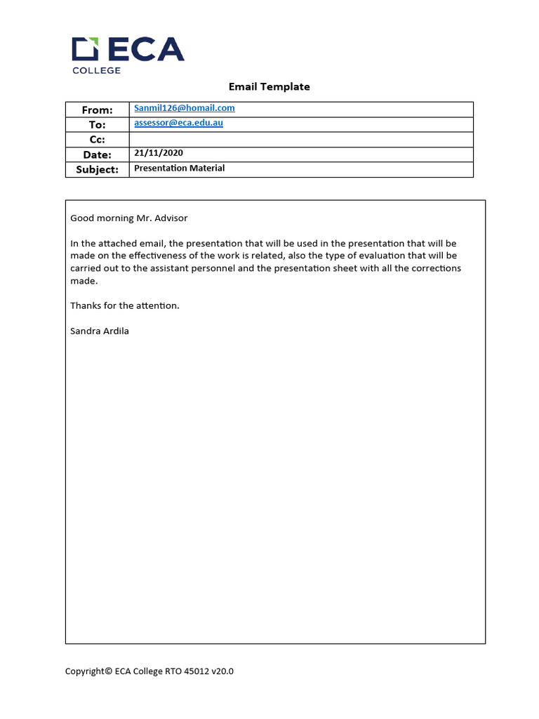 Email Template for Presentation Material | PDF | Art