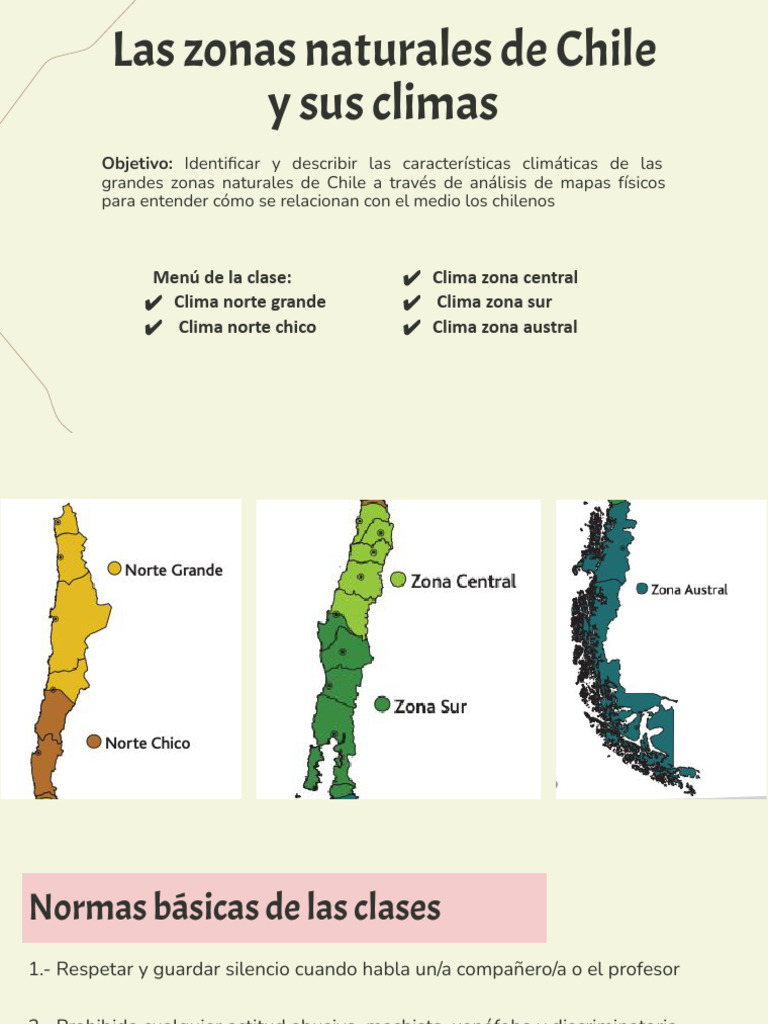 Las Zonas Naturales de Chile - PARA PRUEBA N°1 - 5to Básico. | PDF ...