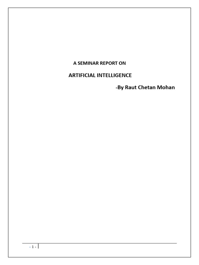 Seminar Report PDF Artificial Intelligence Intelligence (AI